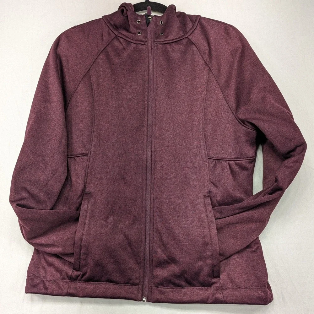 Glaciers Edge Womens M Burgundy Heathered Fleece‎ Lined Hooded Jacket Coat